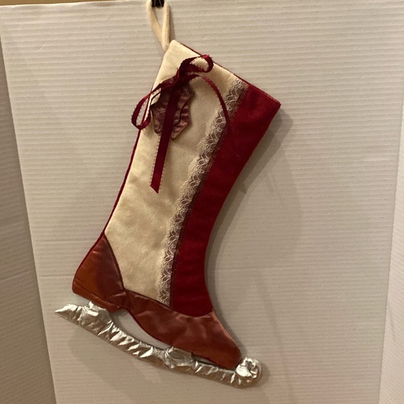 VTG 1985 Hallmark Cards Victorian style ice skate hanging Christmas stocking 16” - Picture 1 of 8